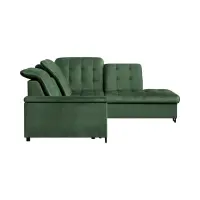 Sofá de esquina derecho Aragon convertible con reposacabezas y asiento ajustable verde