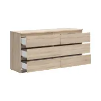 Cómoda Tetrix 150 cm con 6 cajones roble sonoma