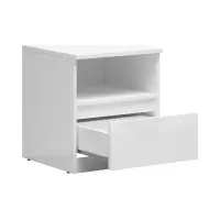 Mesita de noche Tetrix 45 cm con cajón blanco brillo