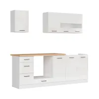 Кухонный гарнитур Junona Line 220 см меловой глянец со столешницей