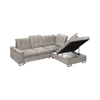 Sofá rinconera derecha Aragon convertible con reposacabezas y asiento regulables beige