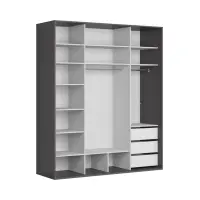 Armario de puertas correderas Flex 200 cm con espejo grafito/roble artisan