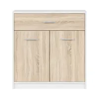 Cómoda Nepo Plus 80 cm con 2 puertas y un cajón blanco/roble sonoma