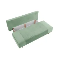 Sofá de tres plazas Leon convertible con arcón verde