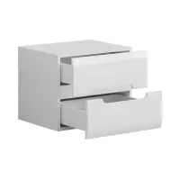 Mesita de noche Azteca Trio 50 cm con 2 cajones blanco brillo