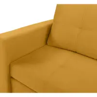 Sofá cama de dos plazas Bunio III con arcón amarillo