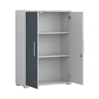 Armario Office Lux 79 cm de dos puertas con llave gris claro/grafito cristal