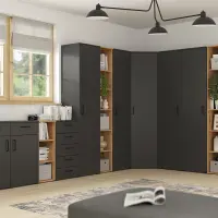 Estantería de esquina MultiDo 71,5x71,5 cm con puertas atelier claro