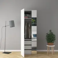 Armario de dos puertas Flex 75 cm con espejo blanco brillo