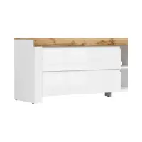 Mueble RTV Holten 156 cm con 2 cajones blanco brillo