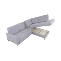 Угловой диван правосторонний Lars раскладной с ящиком серый