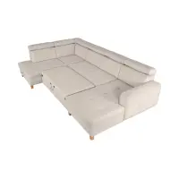 Угловой диван левосторонний Saragossa раскладной шенилловый бежевый