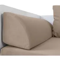 Cama extensible Tetrix blanco brillo 80-160x200 con contenedor colchón y cojines beige