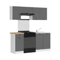 Conjunto de cocina Junona Line 180 cm grafito con encimera