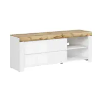Mueble RTV Holten 156 cm con 2 cajones blanco brillo