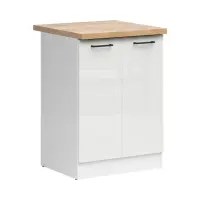 Mueble de cocina inferior Junona Line 60 cm brillo tiza con encimera