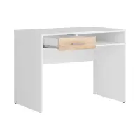 Biurko Nepo Plus 100 cm z szufladą i półką biały/dąb sonoma
