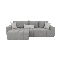 Sofá rinconera izquierdo Chill_Me convertible con arcón de chenilla gris
