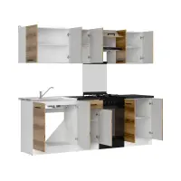 Conjunto de cocina Junona Line 230 cm roble delano claro con encimera