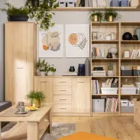 Estantería Nepo Plus 77 cm con 10 estantes roble sonoma