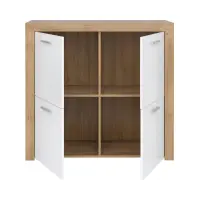 Armario Balder 104 cm de cuatro puertas roble riviera/blanco brillo