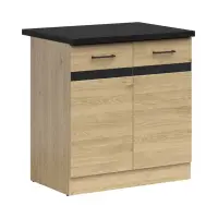 Mueble bajo de cocina Junona Line 80 cm de dos puertas roble bernstein con encimera