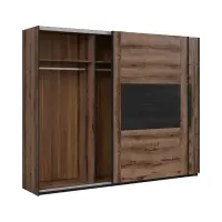 Armario de puertas correderas Kassel 270 guardarropa roble monastery/negro