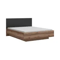 Cama Forn 160x200 con somier y contenedor roble delano oscuro/negro