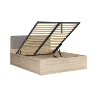 Cama Tetrix 160x200 con somier y contenedor roble sonoma