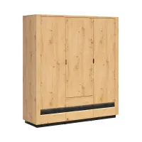 Armario de tres puertas Ostia 180 cm con cajones roble artisan/roble negro