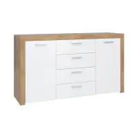 Cómoda Balder 155 cm con 2 puertas y 4 cajones roble riviera/blanco brillo