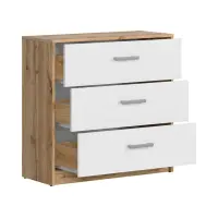 Cómoda Matos 80 cm con 3 cajones roble wotan/blanco