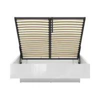 Conjunto cama Forn blanco brillo con somier y colchón Mimas 160x200