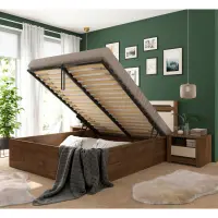 Cama Ruso 160x200 con contenedor y somier roble april