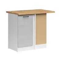 Armario de cocina bajo de esquina Junona Line derecho gris claro brillo con encimera 100x60 cm