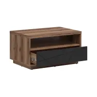 Mesa de centro Forn 90x60 con cajón roble delano oscuro/negro mate