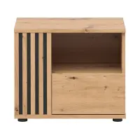 Mesita de noche Vabres 55 cm izquierda con cajón roble artisan listones