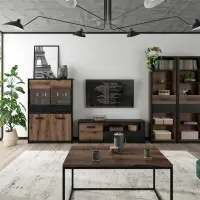 Mueble RTV Kassel 150 cm con puertas y cajón roble monastery