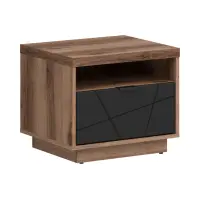 Mesita de noche Forn 50 cm con cajón roble delano oscuro/negro mate