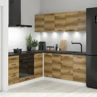 Conjunto de cocina de esquina Junona Line 200x200 roble delano claro sin encimera