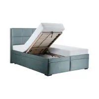 Cama tapizada Ella 160x200 con contenedores y somieres terciopelo verde