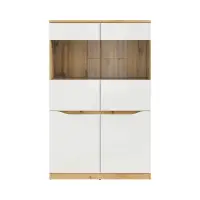 Vitrina Nuis 90 cm con 4 puertas roble wotan/blanco brillo