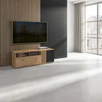 Mueble TV Vabres 135 cm con puertas y cajón roble artisan listones