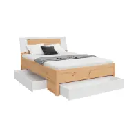 Кровать Saturn 140x200 с 3 ящиками дуб артизан/белый