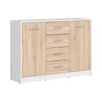 Cómoda Nepo Plus 119 cm con 2 puertas y 4 cajones blanco/roble sonoma