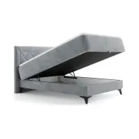 Cama continental Zalea 140x200 con almacenaje gris