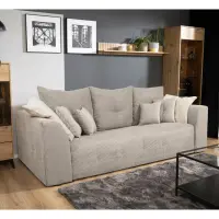 Sofá de tres plazas Royal IV convertible con arcón, pana, beige