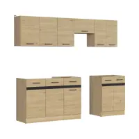 Conjunto de cocina Junona Line 230 cm roble bernstein sin encimera