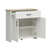 Cómoda Loksa 102 cm con 2 puertas y un cajón pino andersen blanco/roble grandson