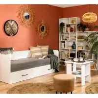 Mesa cuadrada Nepo Plus 55 cm con estante blanca